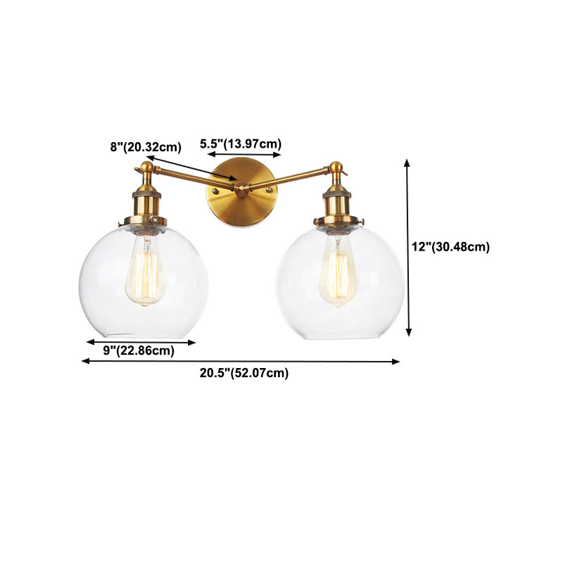 Industrial Vanity Lights Glass 2-Light Vanity Light Fixtures