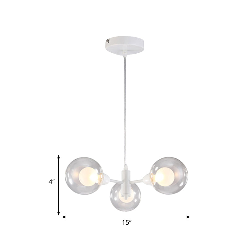 Globe Esszimmer Kronleuchter klares Glas 3/6/9 Lichter moderne LED Hanging Deckenlicht in Weiß