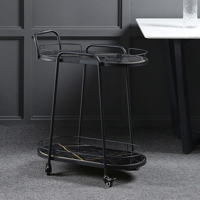 Modern Style Oval Prep Table Rolling Metal Prep Table for Home
