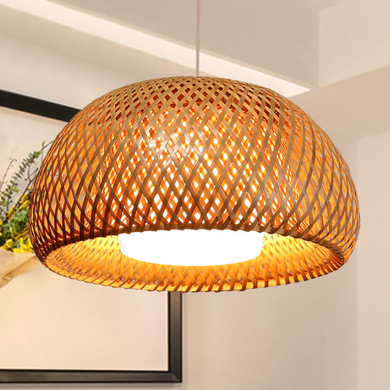 Lámpara colgada con bambú de dos pisos Rústico 1 luz suspendida Luz para comedor de restaurantes