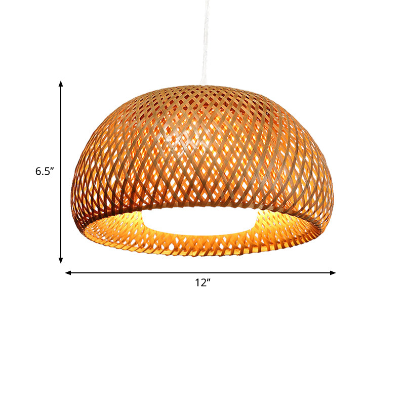 Bamboo Dubbeldoek koepelhanglamp rustiek 1 licht Opgehangen licht voor restaurant eetkamer