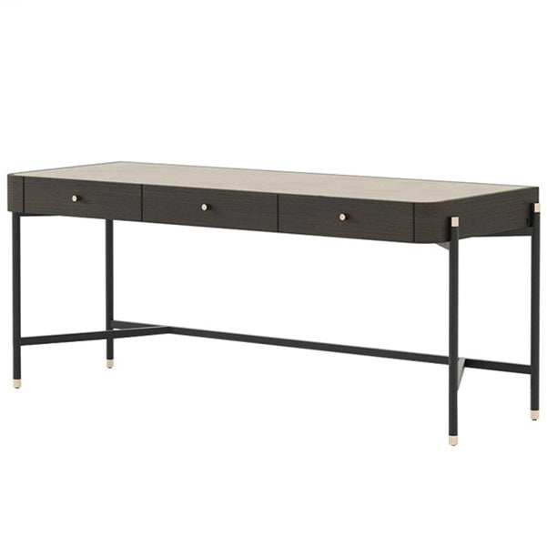 H-Shape Writing Desk with 3 Drawers Office Desk Glam for Office