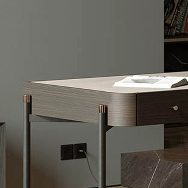 H-Shape Writing Desk with 3 Drawers Office Desk Glam for Office