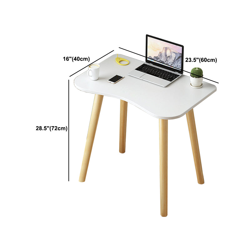 Modern White and Brown Office Desk Parsons Wooden Curved Writing Desk for Bedroom