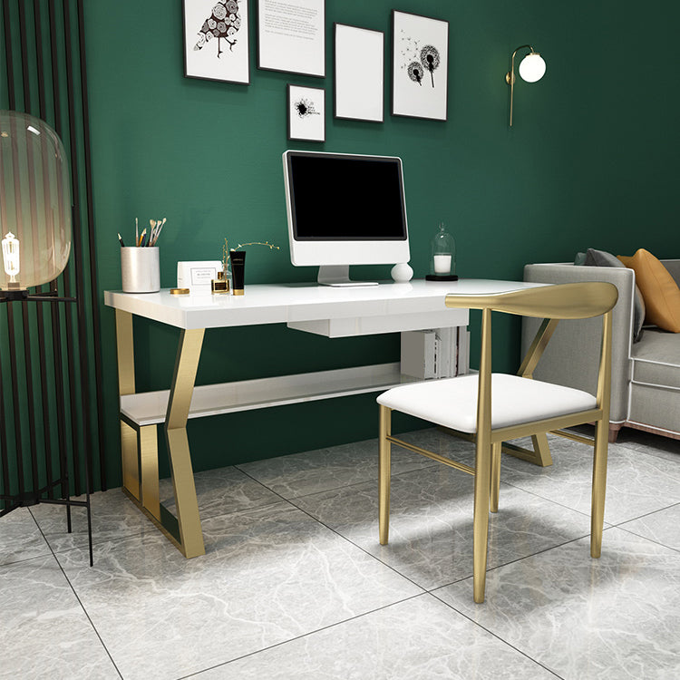 Glam Dormitory Writing Desk Rectangular Writing Desk with Metal Legs