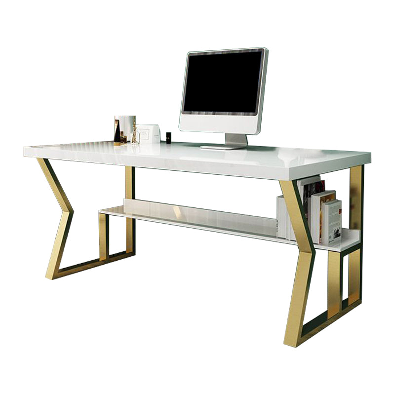 Glam Dormitory Writing Desk Rectangular Writing Desk with Metal Legs