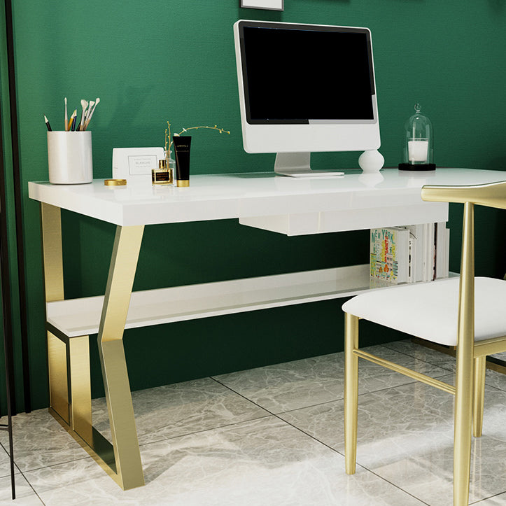 Glam Dormitory Writing Desk Rectangular Writing Desk with Metal Legs