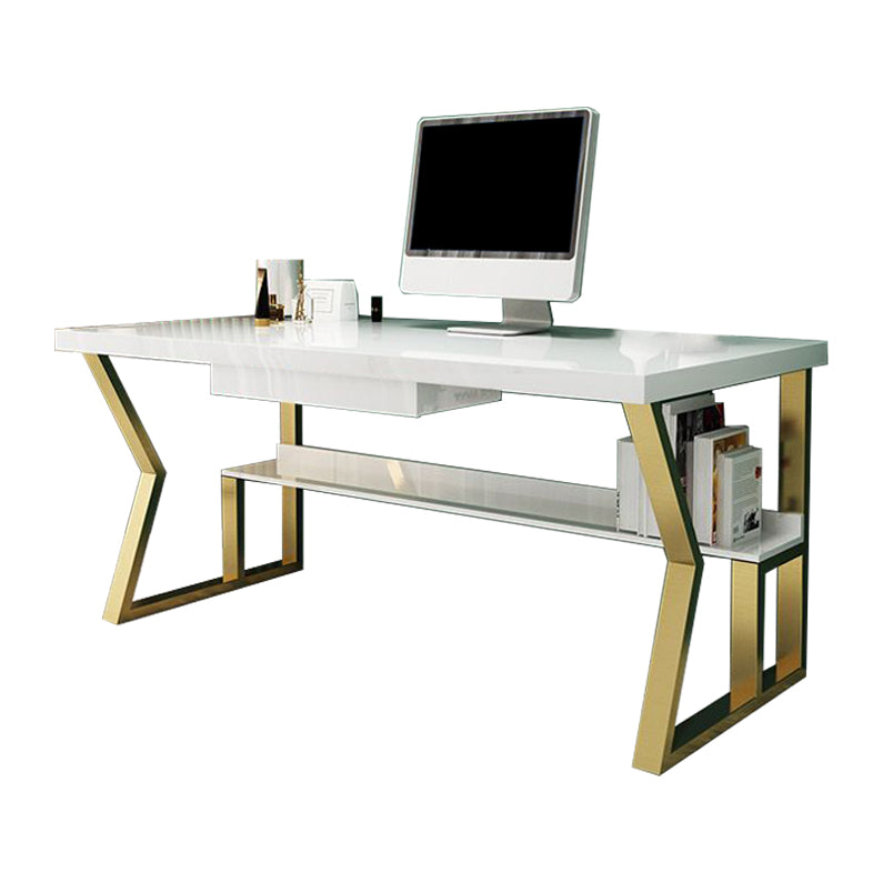 Glam Dormitory Writing Desk Rectangular Writing Desk with Metal Legs