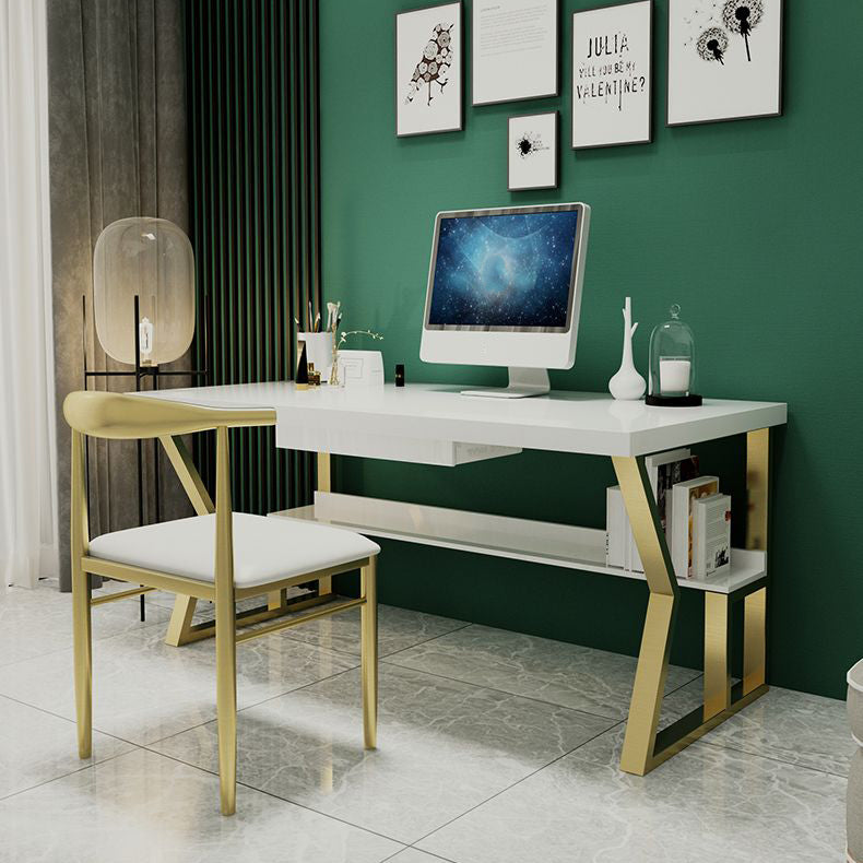 Glam Dormitory Writing Desk Rectangular Writing Desk with Metal Legs