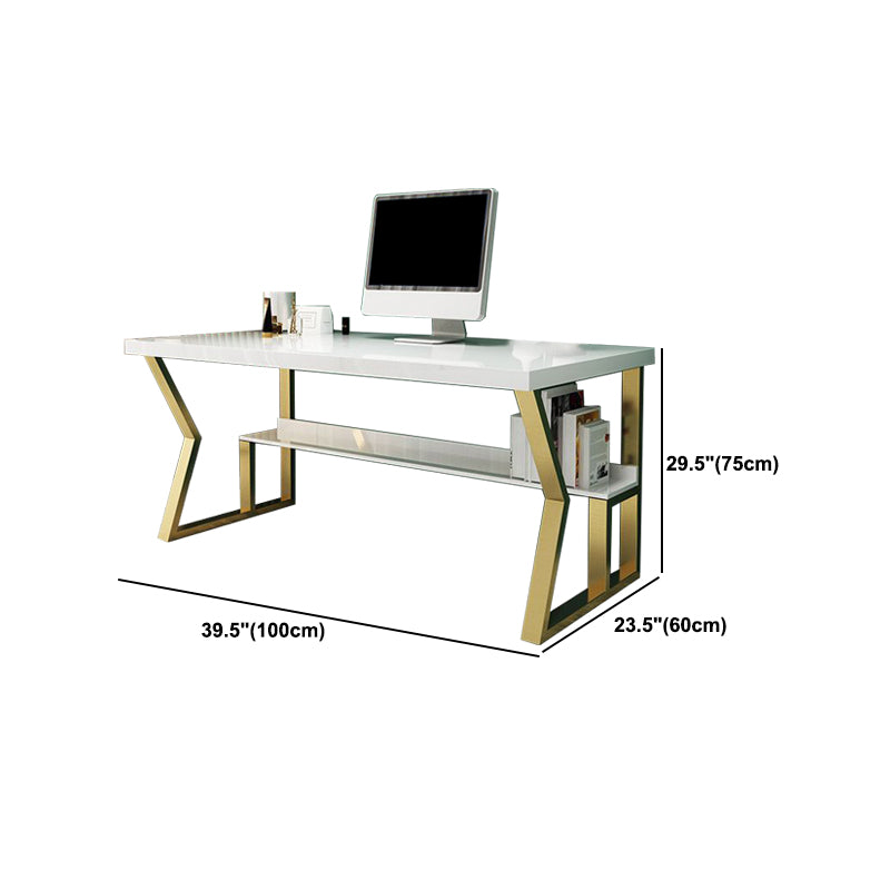 Glam Dormitory Writing Desk Rectangular Writing Desk with Metal Legs