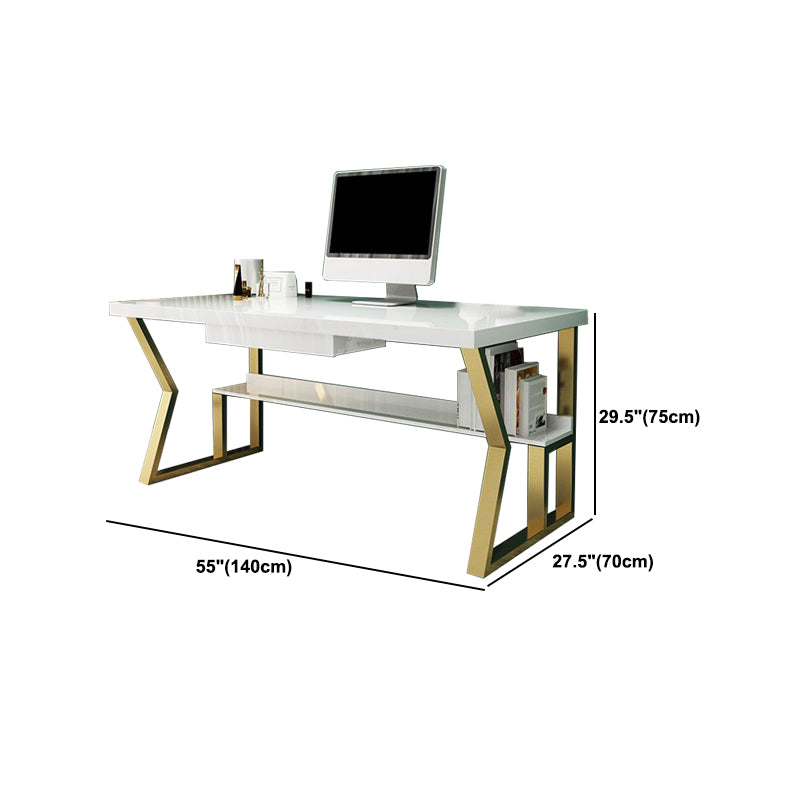 Glam Dormitory Writing Desk Rectangular Writing Desk with Metal Legs