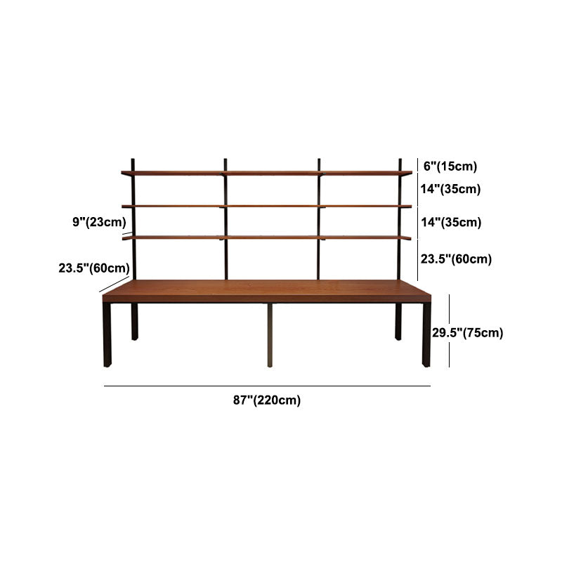 Modern Solid Wood Office Desk Rectangular Home Writing Desk in Brown