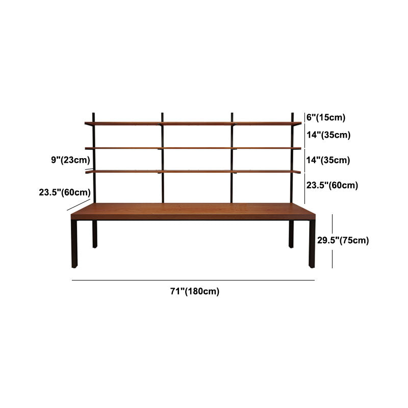 Modern Solid Wood Office Desk Rectangular Home Writing Desk in Brown