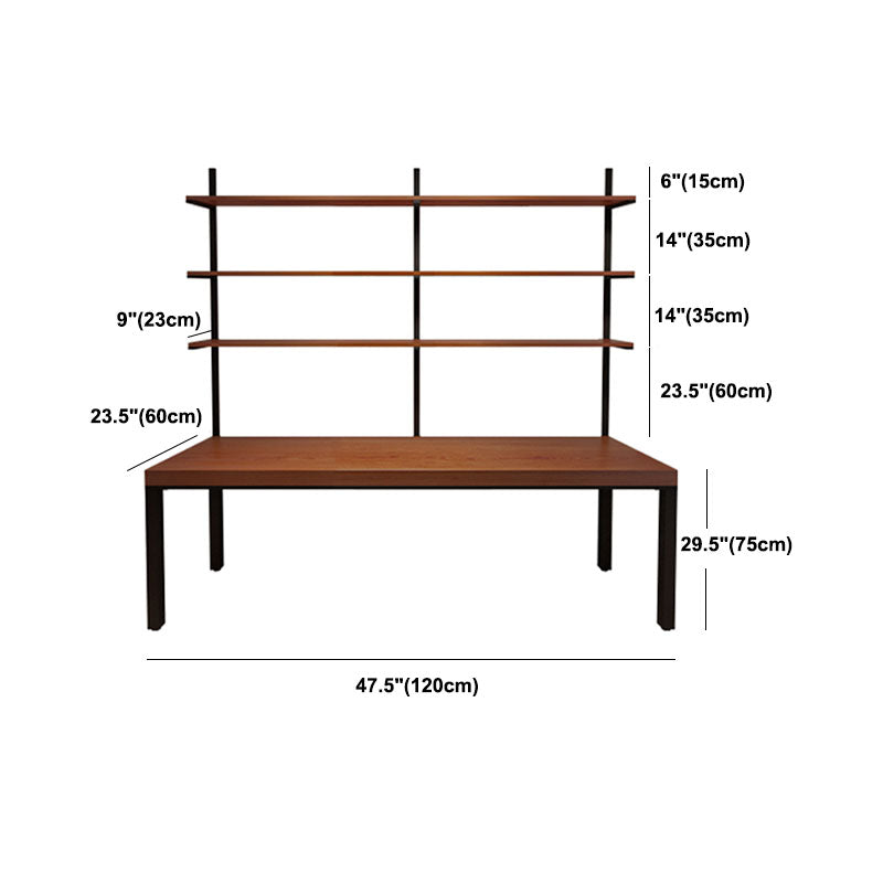 Modern Solid Wood Office Desk Rectangular Home Writing Desk in Brown