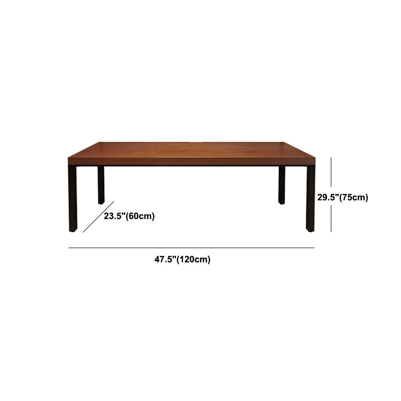 Modern Solid Wood Office Desk Rectangular Home Writing Desk in Brown