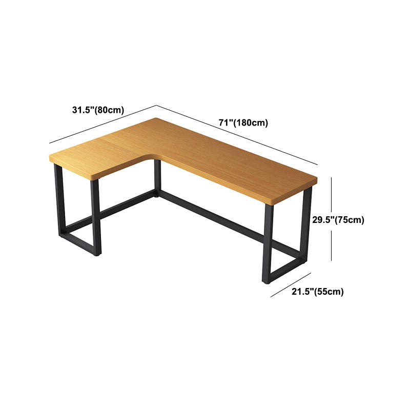 Modern Natural L-Shape Office Desk Home Solid Wood Writing Desk with Drawers