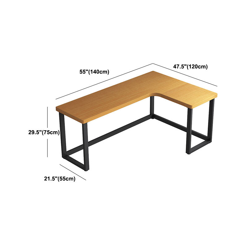 Modern Natural L-Shape Office Desk Home Solid Wood Writing Desk with Drawers