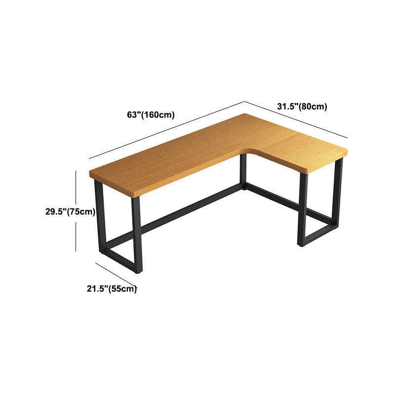 Modern Natural L-Shape Office Desk Home Solid Wood Writing Desk with Drawers