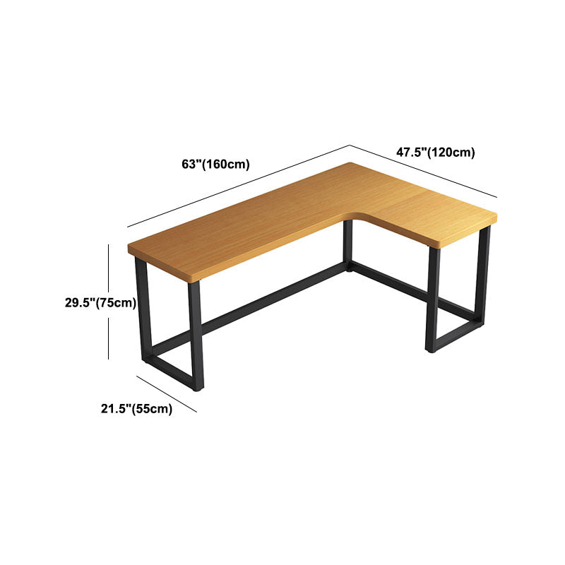 Modern Natural L-Shape Office Desk Home Solid Wood Writing Desk with Drawers