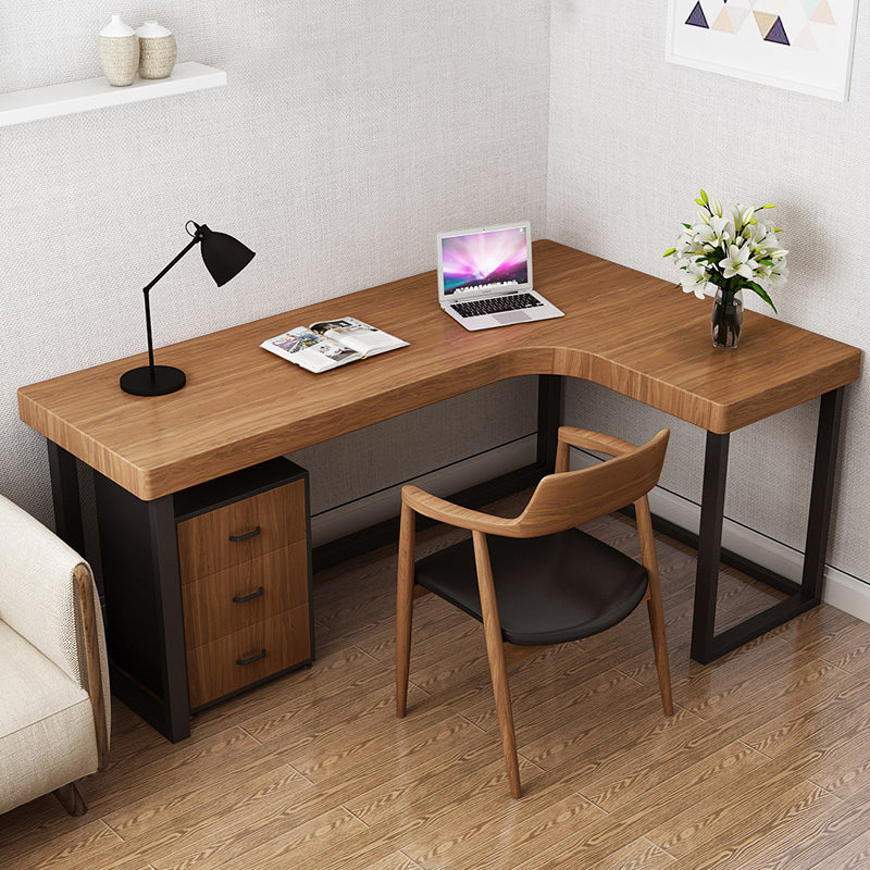 L-Shape Writing Desk Industrial Writing Desk with Metal Legs