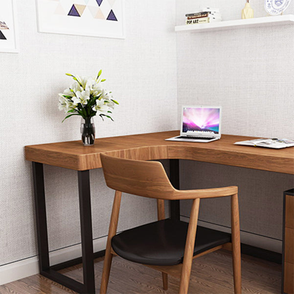 L-Shape Writing Desk Industrial Writing Desk with Metal Legs