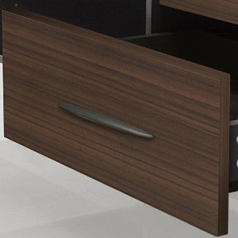 Contemporary Office Desk L-Shape Wooden Executive Desk with Locking Drawer