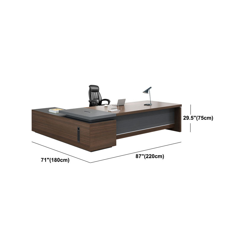 Contemporary Office Desk L-Shape Wooden Executive Desk with Locking Drawer