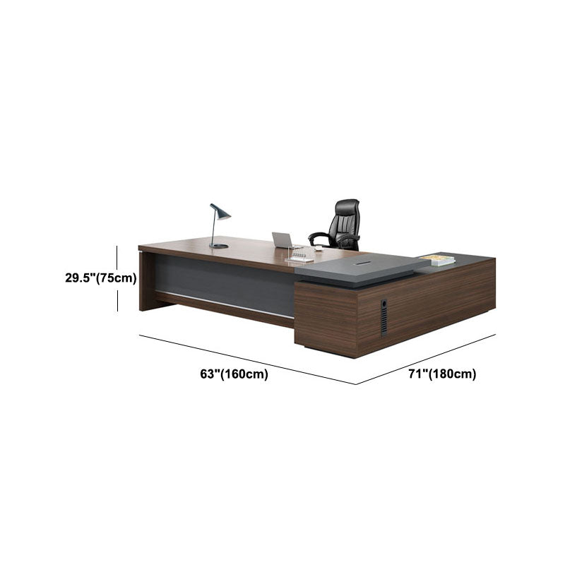 Contemporary Office Desk L-Shape Wooden Executive Desk with Locking Drawer