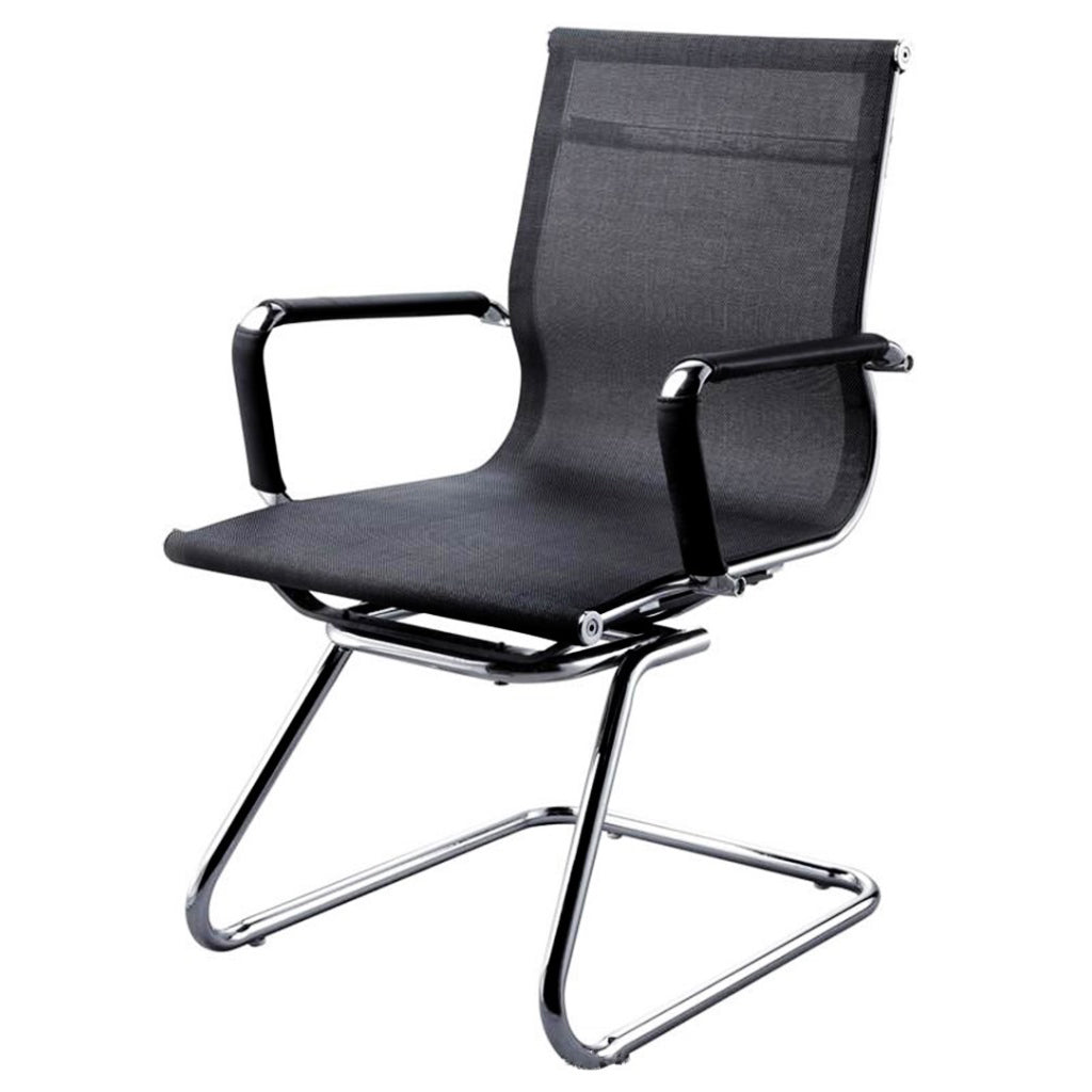 Modern Black Desk Chair with Breathable AirGrid Seat and Back Side Chair