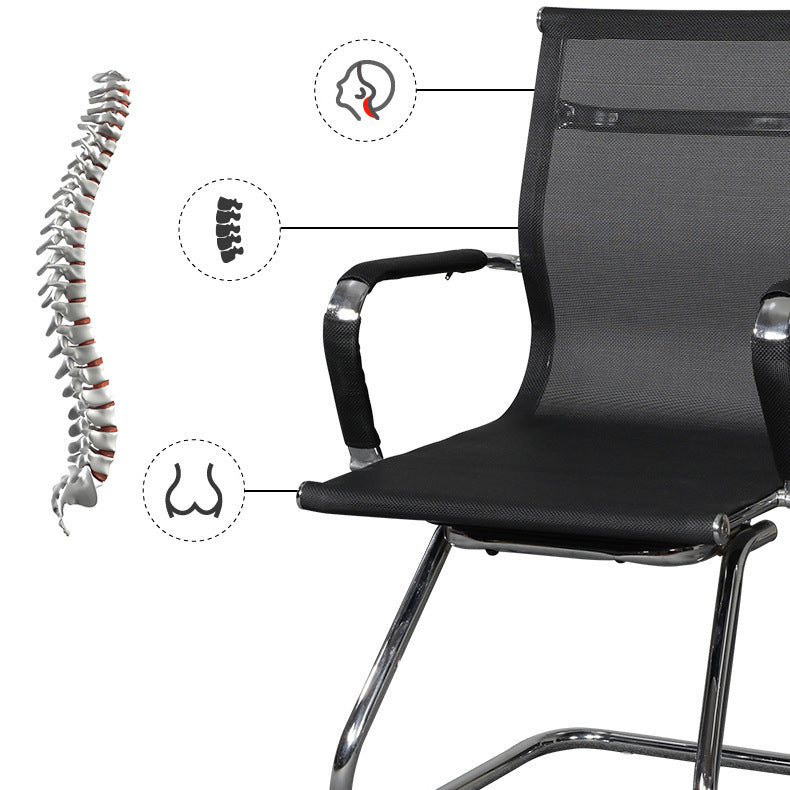 Modern Black Desk Chair with Breathable AirGrid Seat and Back Side Chair