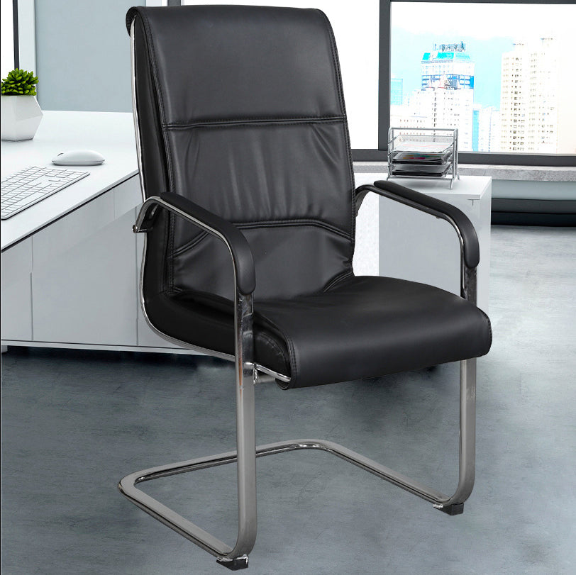 Modern Mid-back Office Chair No Wheels Upholstered Arm Chair