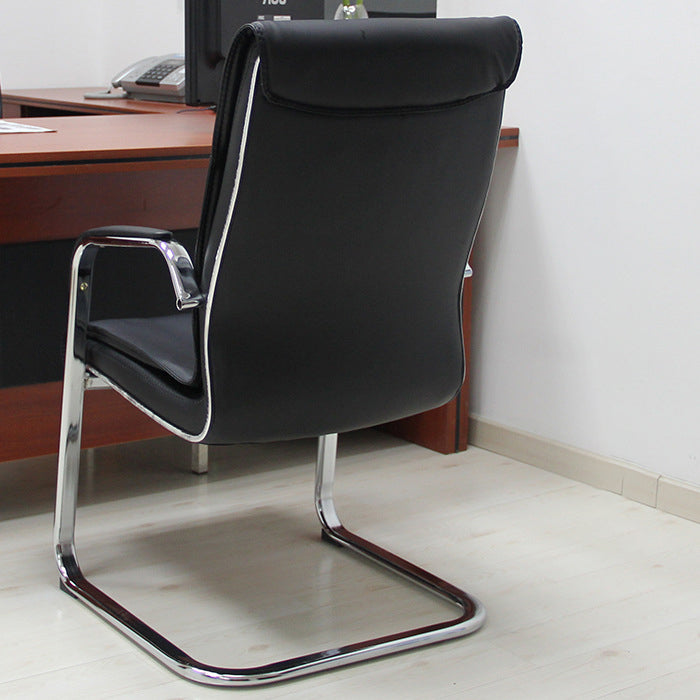 Modern Mid-back Office Chair No Wheels Upholstered Arm Chair