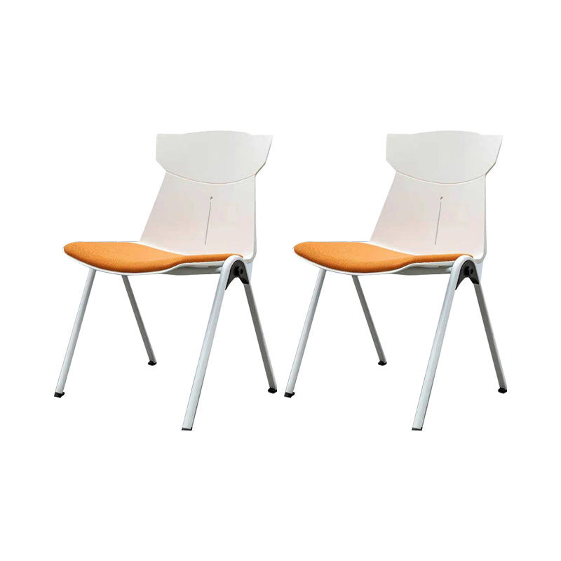 Modern Armless Chair No Wheels Mid-Back Plastic Chair in Gray/Orange