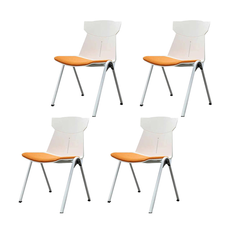 Modern Armless Chair No Wheels Mid-Back Plastic Chair in Gray/Orange