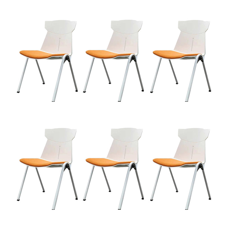 Modern Armless Chair No Wheels Mid-Back Plastic Chair in Gray/Orange