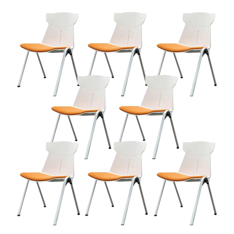 Modern Armless Chair No Wheels Mid-Back Plastic Chair in Gray/Orange