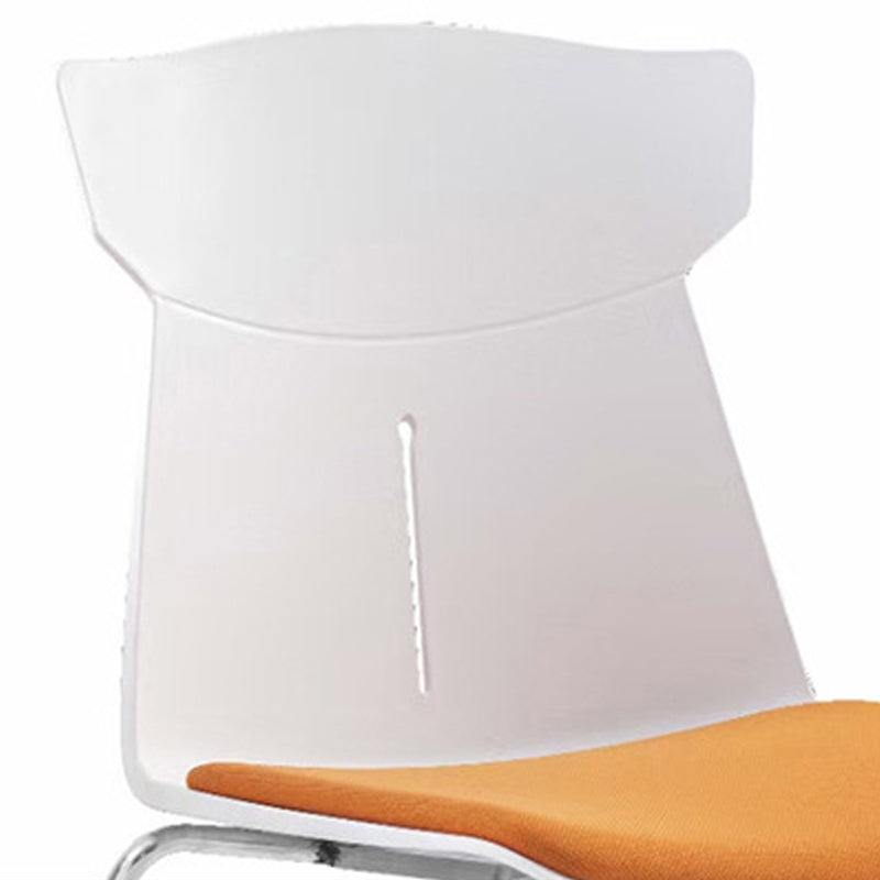 Modern Armless Chair No Wheels Mid-Back Plastic Chair in Gray/Orange