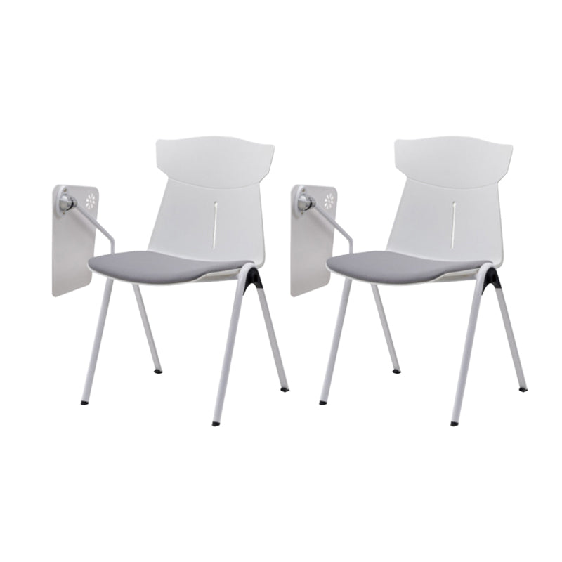 Modern Armless Chair No Wheels Mid-Back Plastic Chair in Gray/Orange