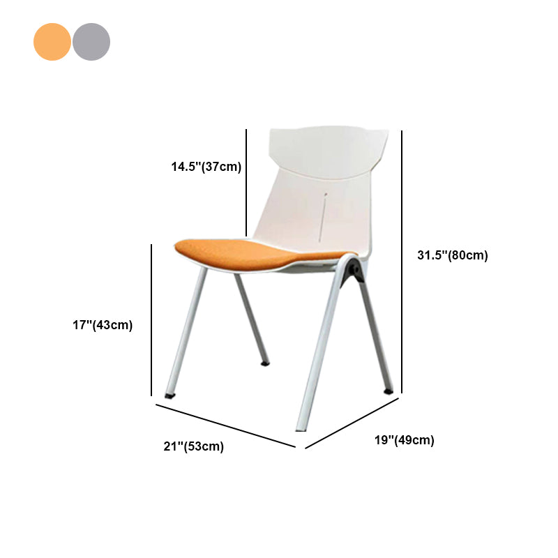 Modern Armless Chair No Wheels Mid-Back Plastic Chair in Gray/Orange