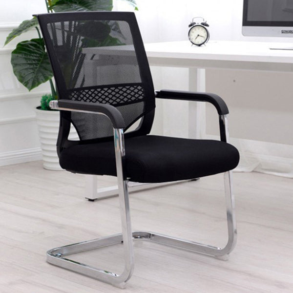 Contemporary Mid-Back Arm Chair Black Conference Microfiber Office Chair