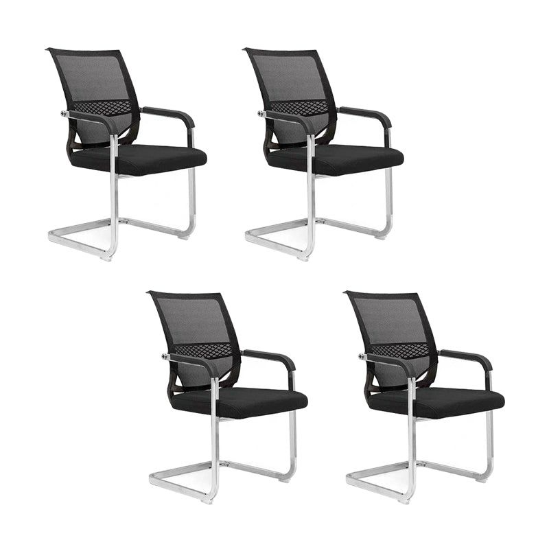 Contemporary Mid-Back Arm Chair Black Conference Microfiber Office Chair