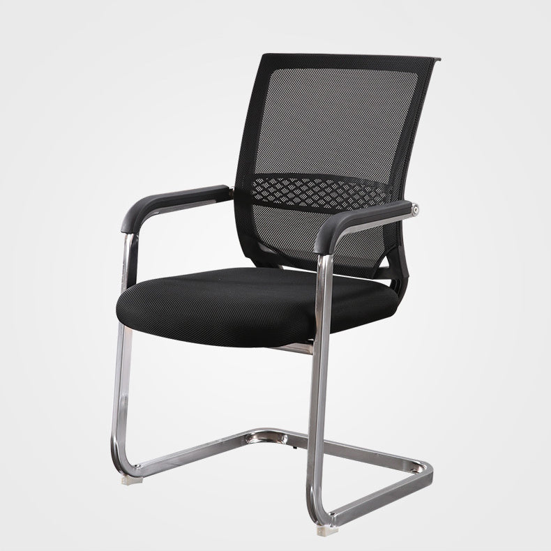 Contemporary Mid-Back Arm Chair Black Conference Microfiber Office Chair