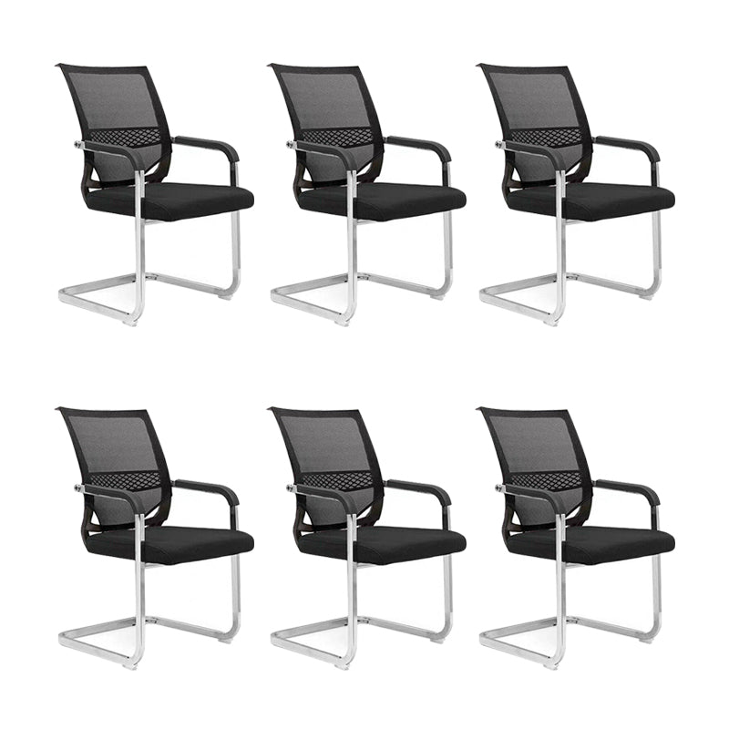 Contemporary Mid-Back Arm Chair Black Conference Microfiber Office Chair