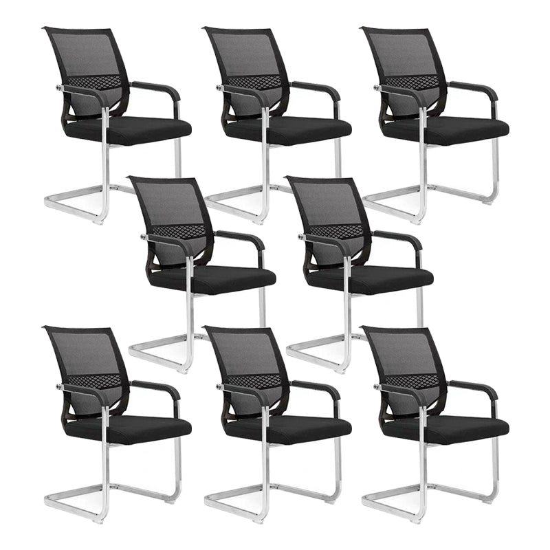 Contemporary Mid-Back Arm Chair Black Conference Microfiber Office Chair