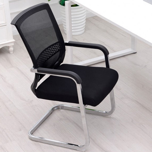 Contemporary Mid-Back Arm Chair Black Conference Microfiber Office Chair