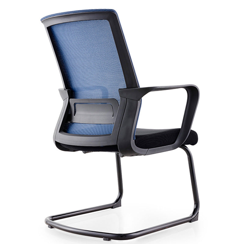 Modern Breathable AirGrid Arm Chair Microfiber Blue Desk Mid-Back Chair