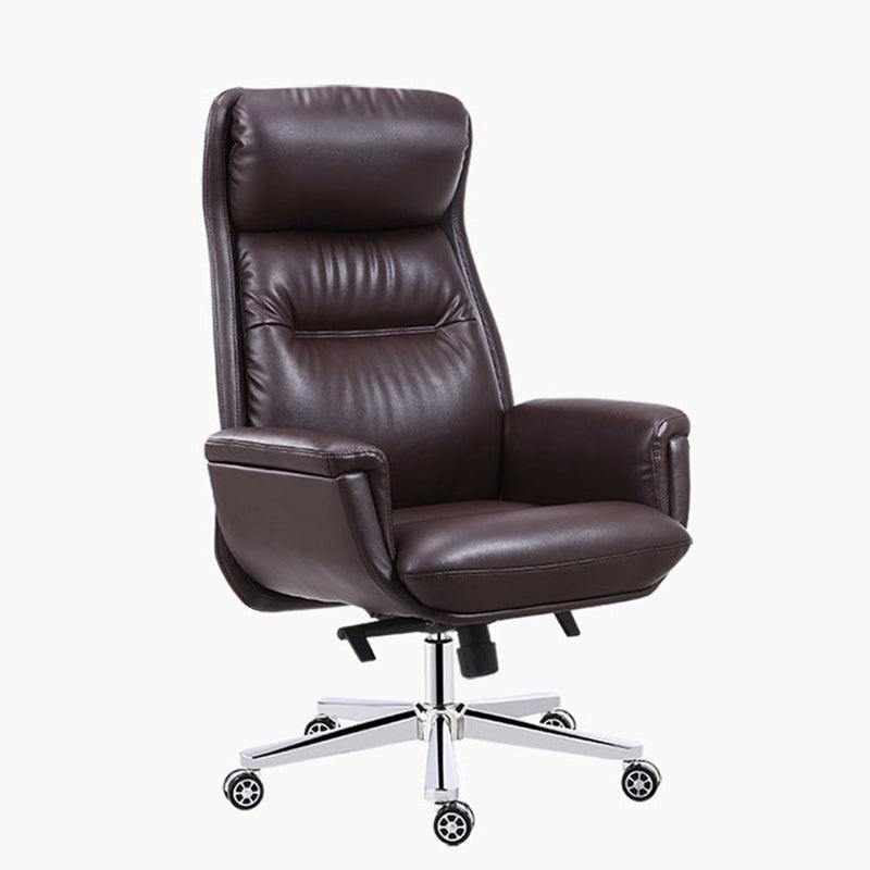 Brown Tilt Mechanism Managers Chair with Headrest Swivel Upholstered Office Chair