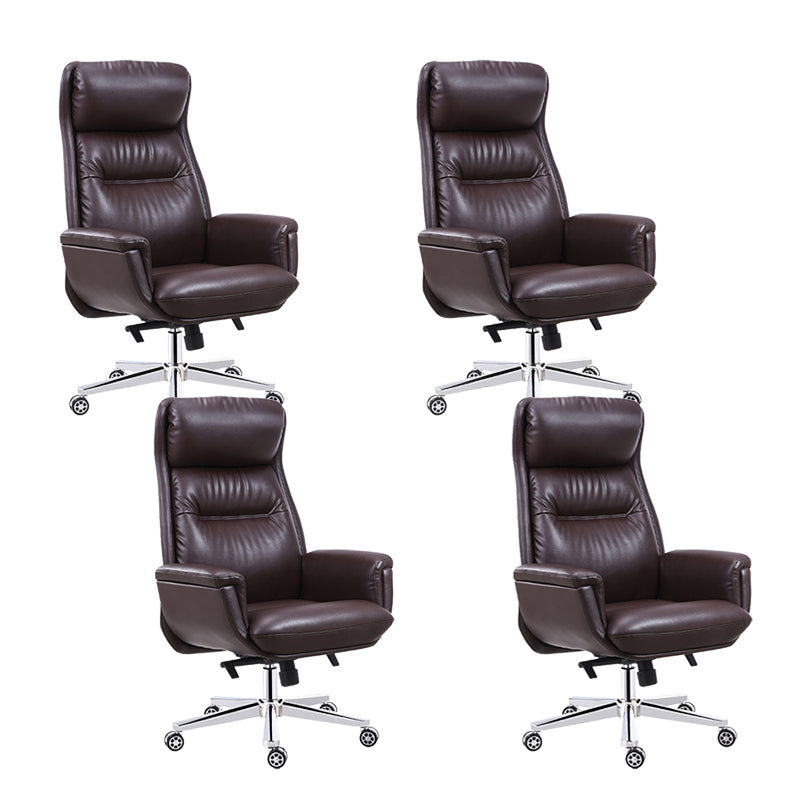 Brown Tilt Mechanism Managers Chair with Headrest Swivel Upholstered Office Chair