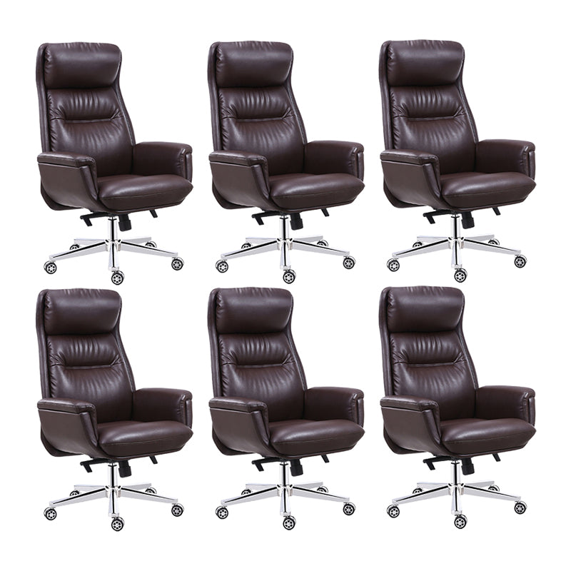 Brown Tilt Mechanism Managers Chair with Headrest Swivel Upholstered Office Chair