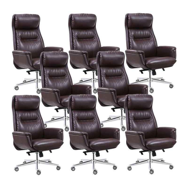 Brown Tilt Mechanism Managers Chair with Headrest Swivel Upholstered Office Chair